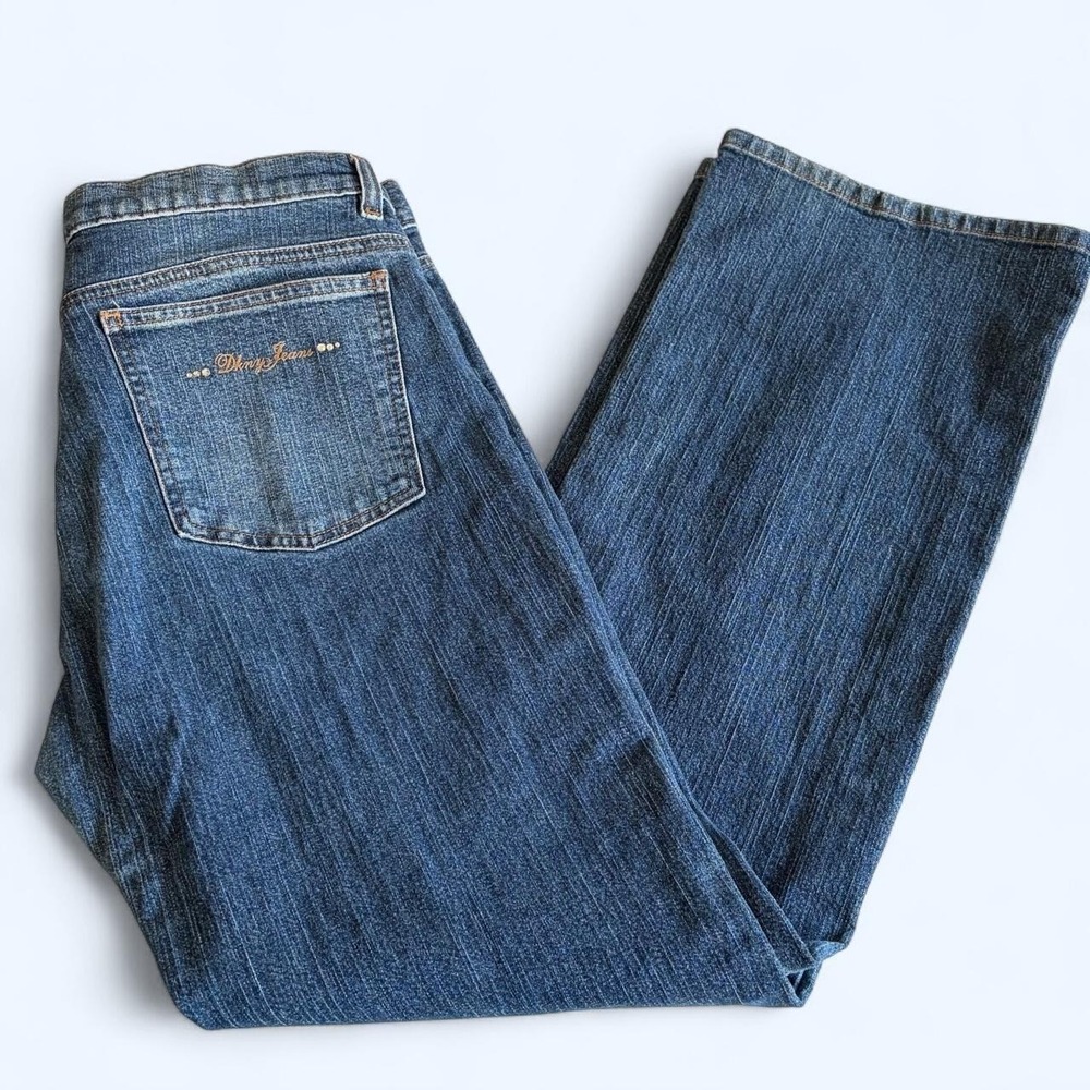DKNY Jeans Womens Size 12 Medium Wash Bootcut Stretch Denim Blue Jeans